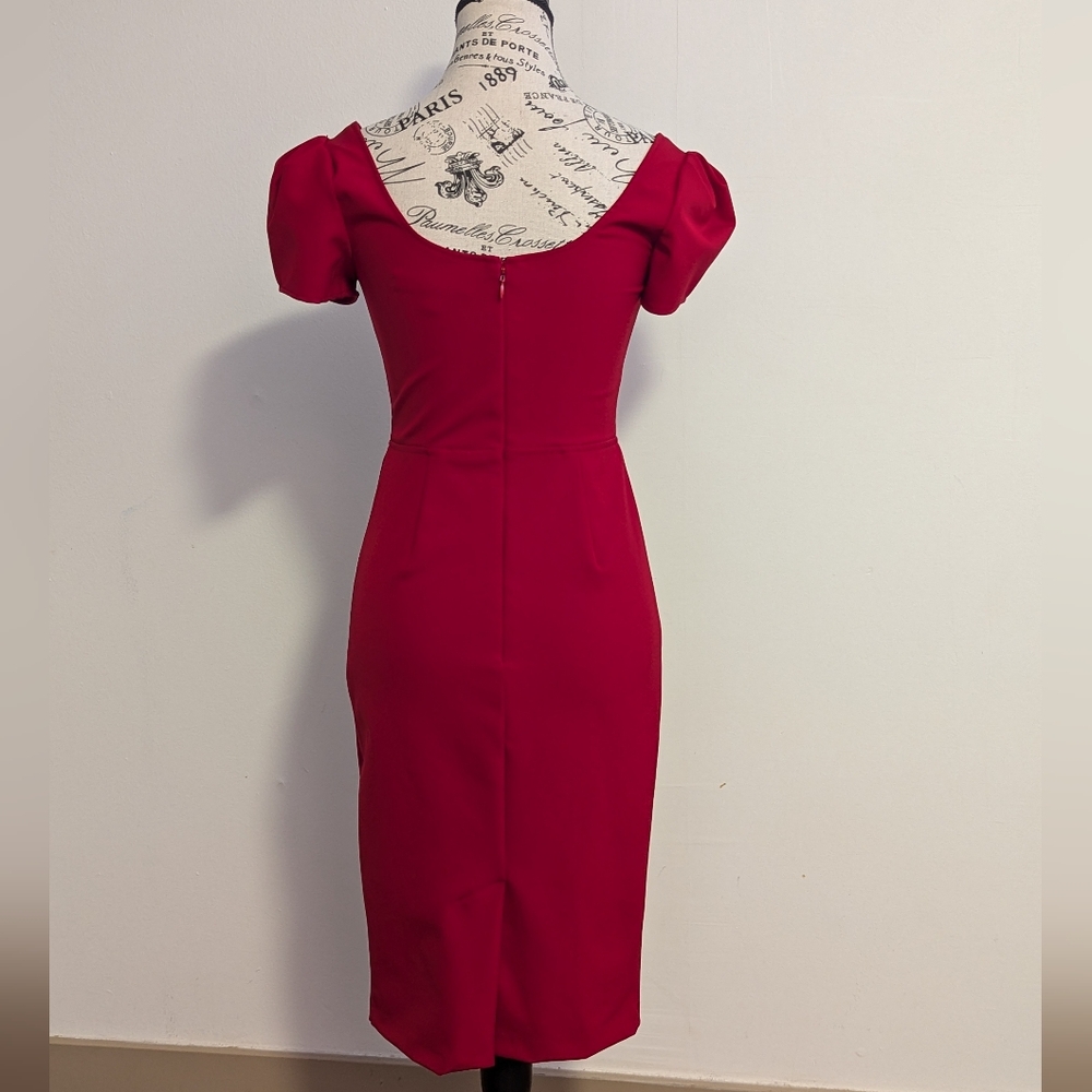Le Château| NWOT Puffed Sleeve Red Dress - Picture 3 of 10